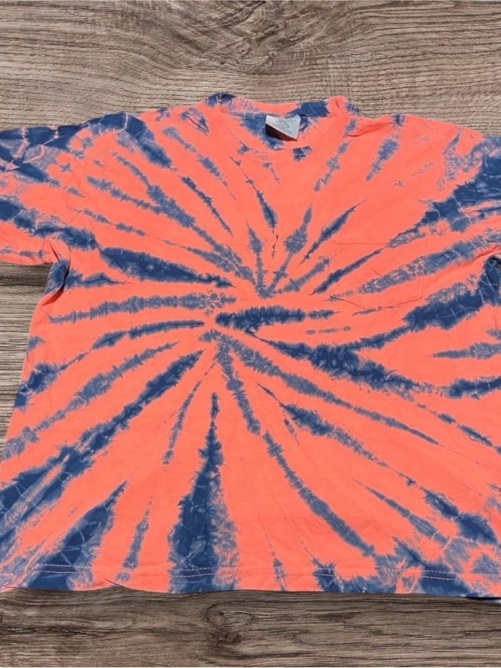 Custom Tie-Dye T-Shirt in Orange and Blue - Picture 6 of 6